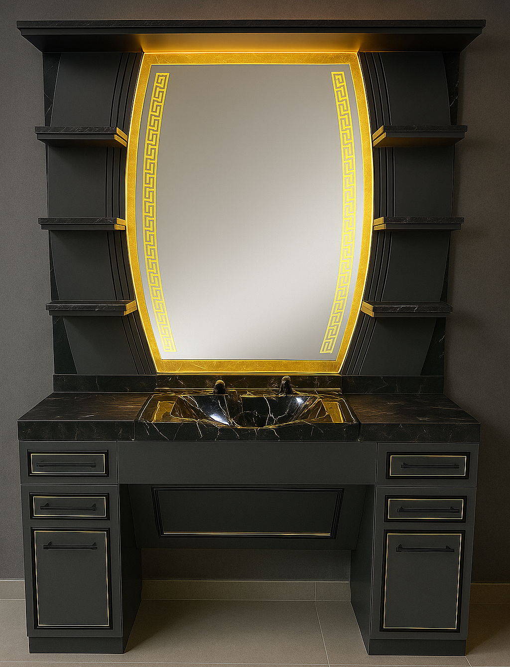 barber station black gold luxury design