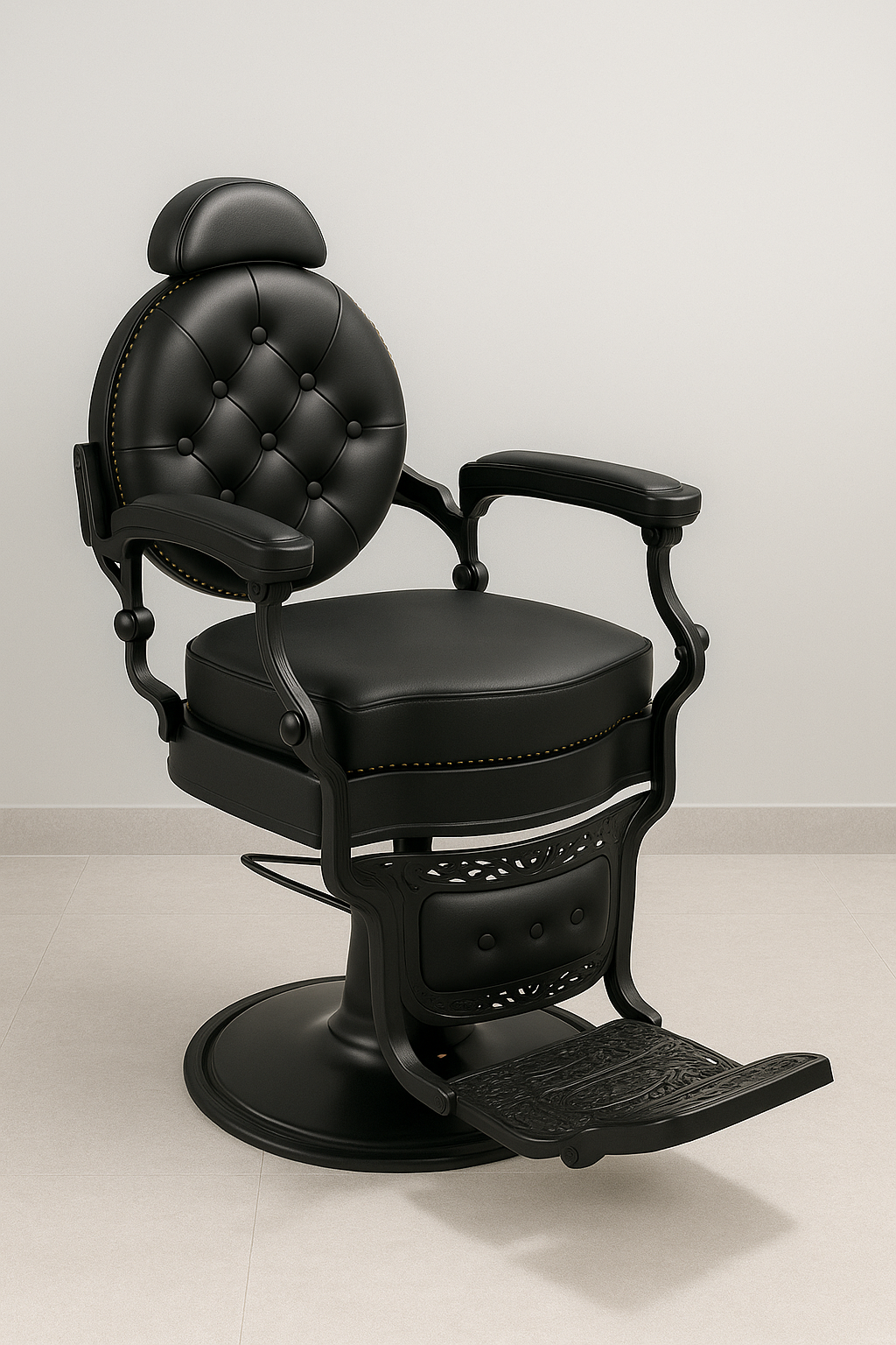 classic barber chair black leather luxury salon