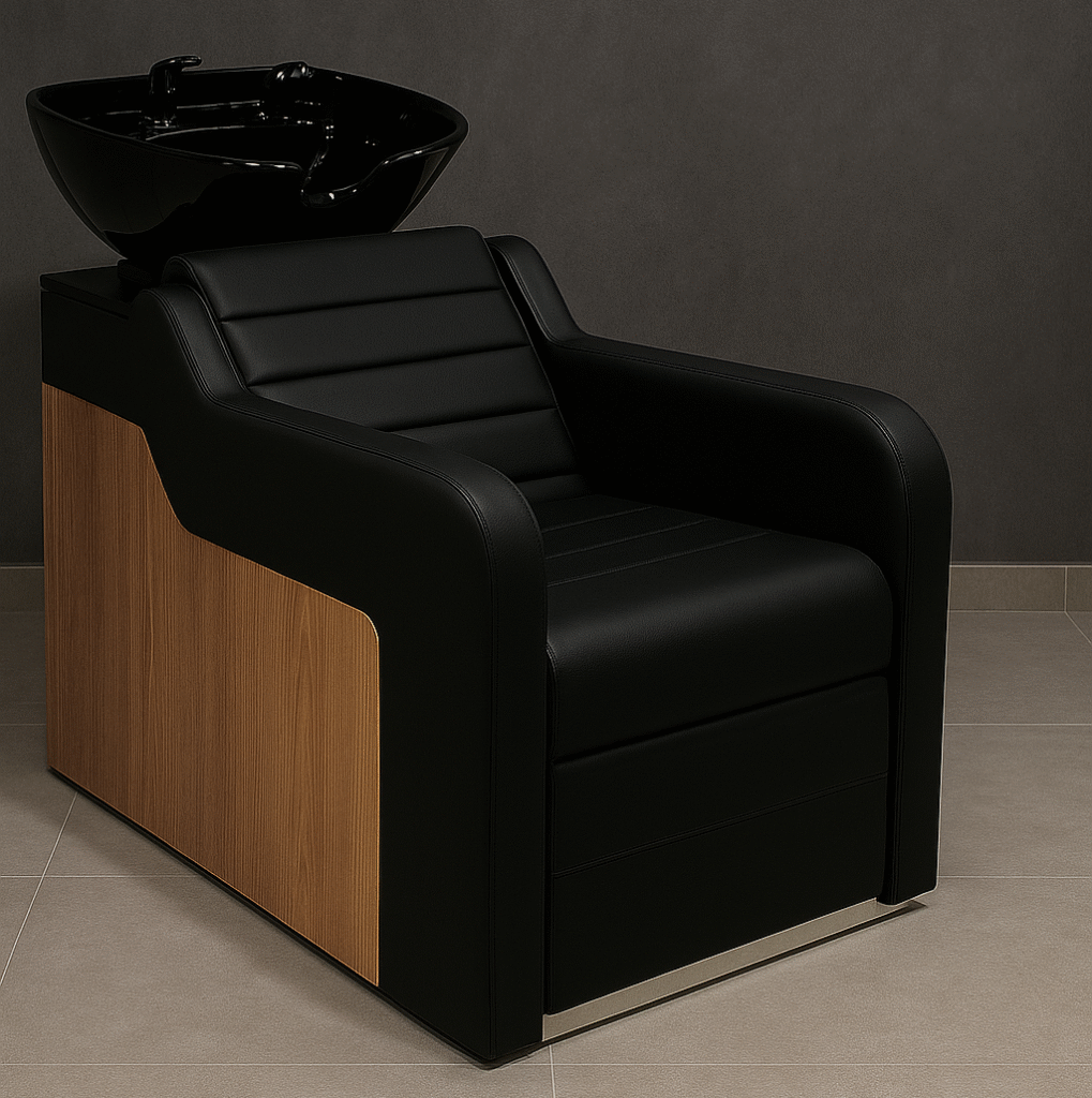 luxury hair washing chair black wood design