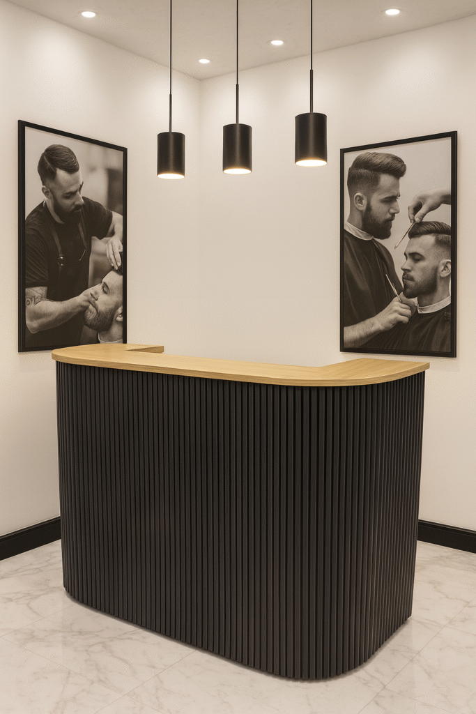 reception desk barbershops design 11