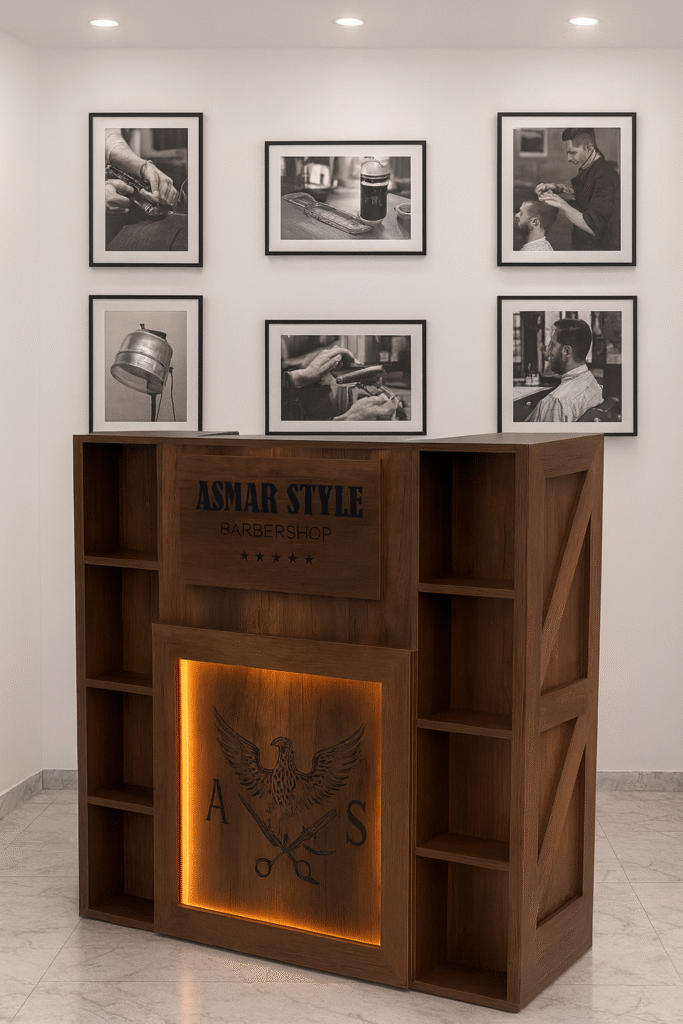 reception desk barbershops design 12