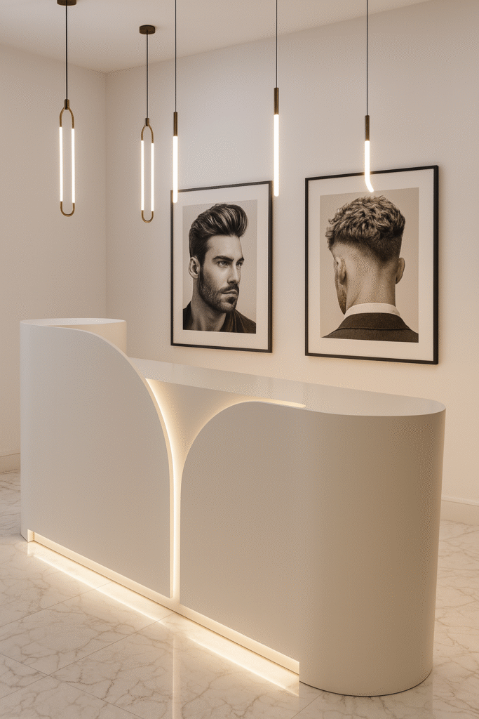 reception desk barbershops design 13