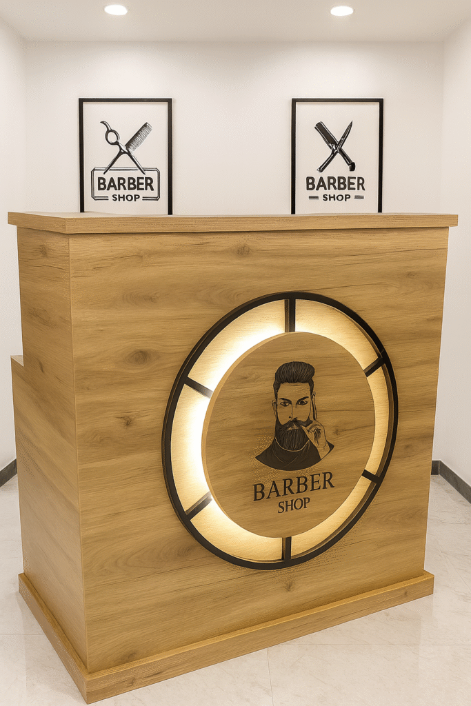 reception desk barbershops design 14
