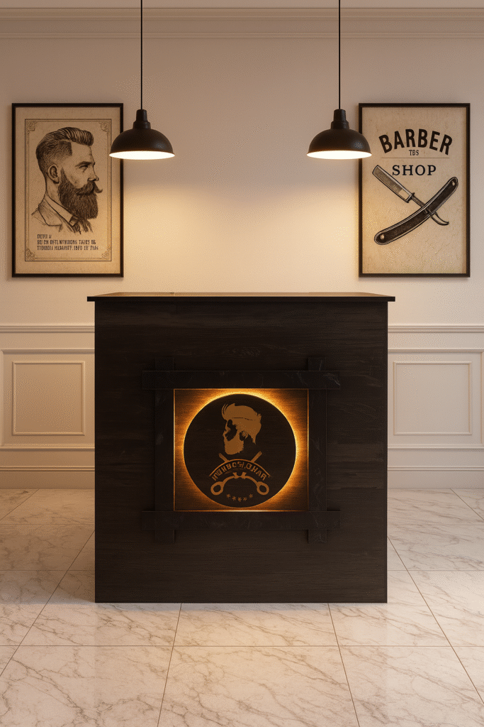 reception desk barbershops design 15