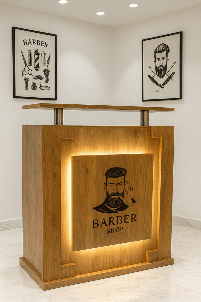 reception desk barbershops design 19