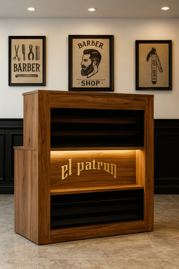 reception desk barbershops design 20
