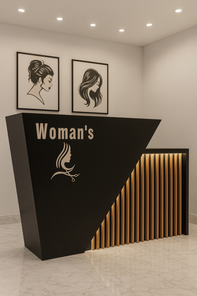 reception desk barbershops design 25