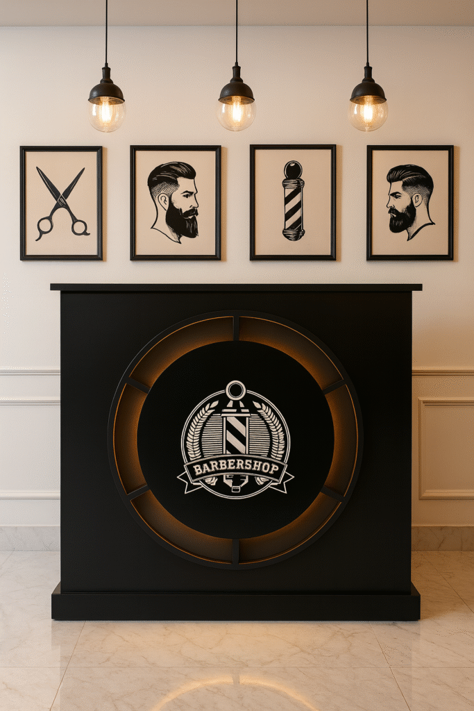 reception desk barbershops design 27