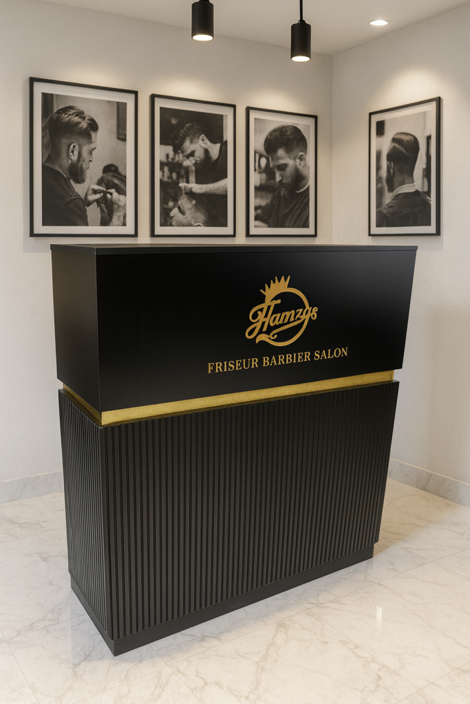 reception desk barbershops design 32