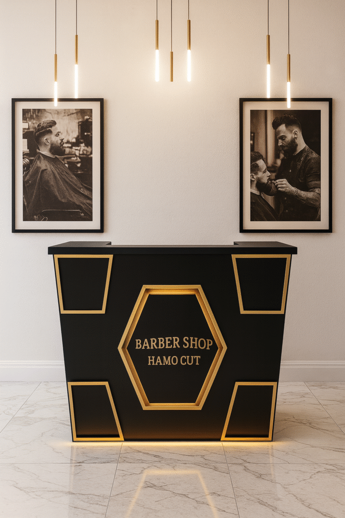 reception desk barbershops design 36