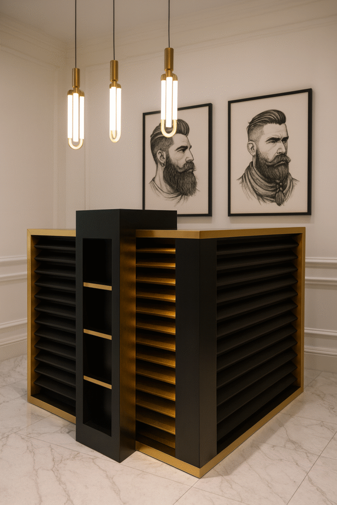 reception desk barbershops design 37