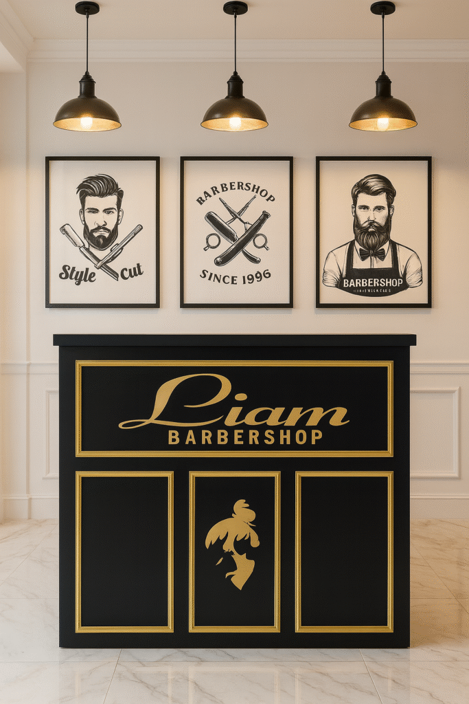 reception desk barbershops design 38