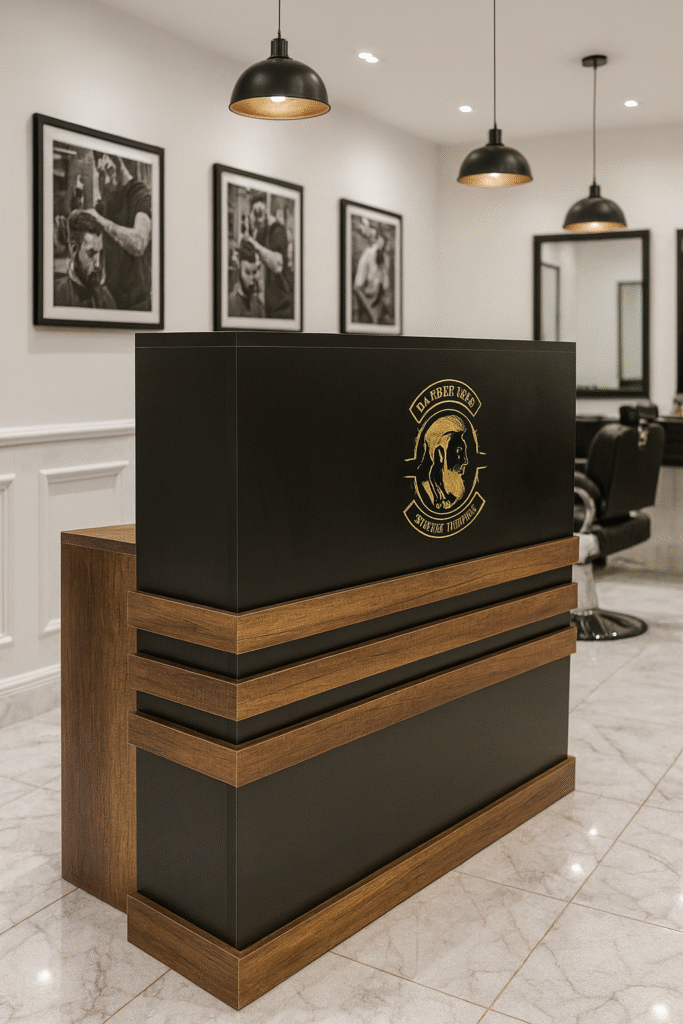 reception desk barbershops design 42