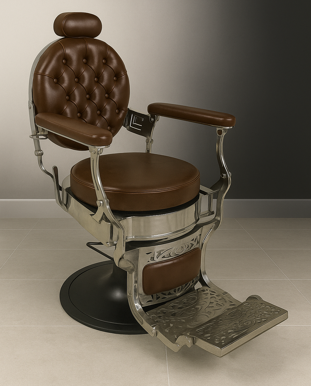 vintage barber chair brown leather classic design