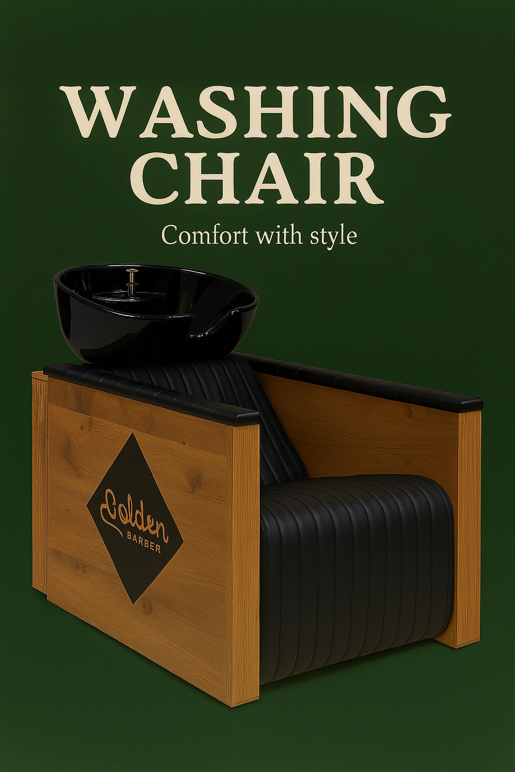 Luxury washing unit for barbershops by Barbershops Design – elegant and functional washing chair with modern details and premium comfort.