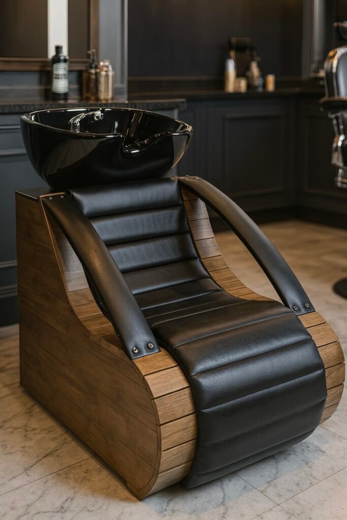 washing unit barbershops design black luxury 12