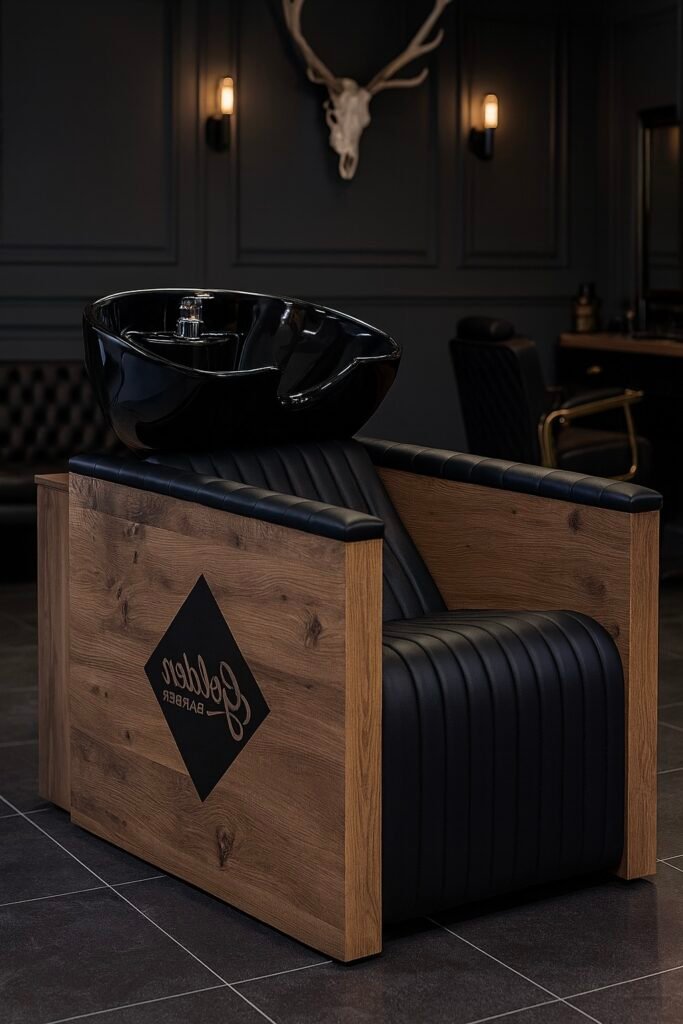 washing unit barbershops design black luxury 13