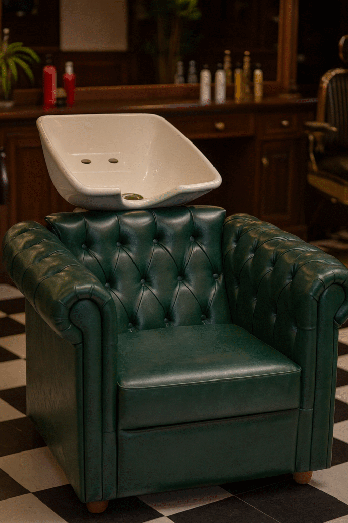 washing unit barbershops design green luxury 28